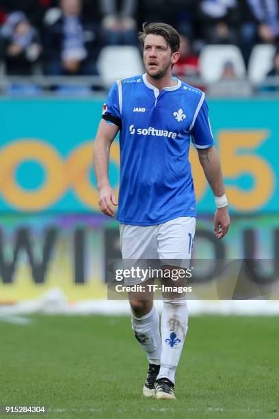 Peter Niemeyer of Darmstadt looks on during the Second Bundesliga match between SV Darmstadt 98 and MSV Duisburg at Merck-Stadion am Boellenfalltor...