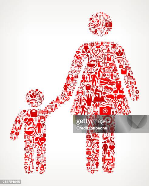 mother & boy family medical rehabilitation physical therapy - stick figure doctor stock illustrations