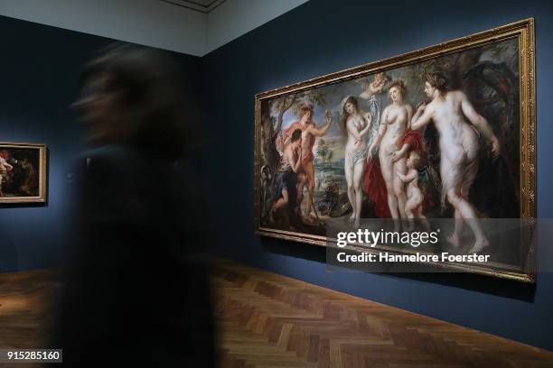 General view with Rubens " The judgment of Paris" at the 'Rubens - Kraft der Verwandlung' exhibition preview at Staedel Museum on February 7, 2018 in...