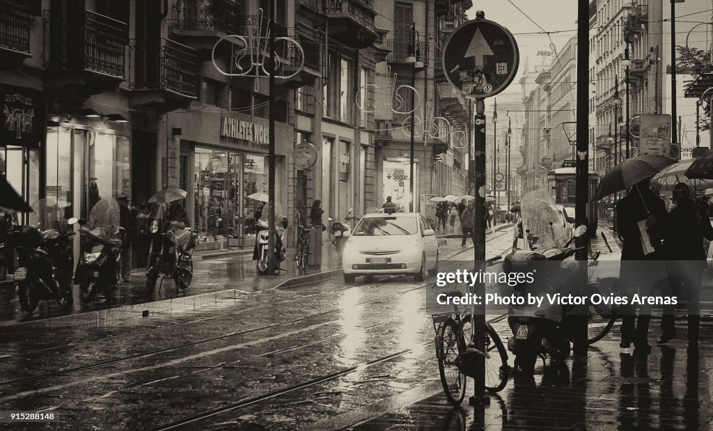 Milan in the rain