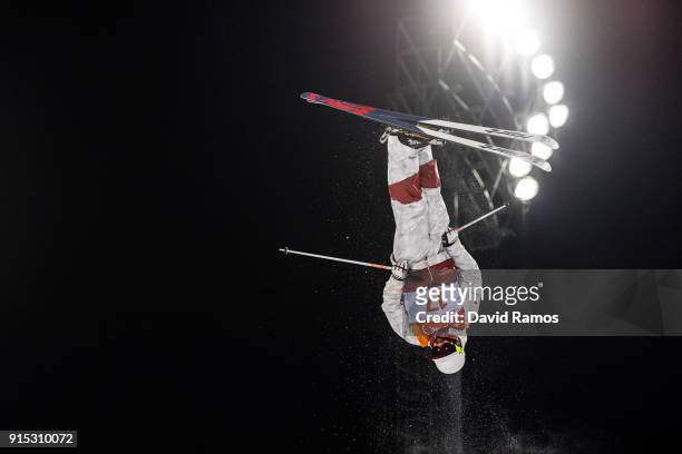 Moguls skier Philippe Marquis of Canada in action during training session ahead of the PyeongChang 2018 Winter Olympic Games at Bokwang Phoenix Snow...