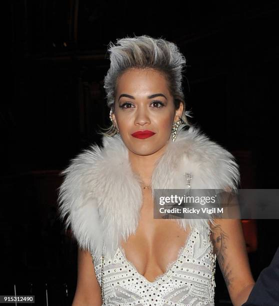 Rita Ora is seen leaving The Glamour of Italian Fashion 1945-2014 VIP Dinner held at Victoria and Albert Museum on April 01, 2014 in London, England.