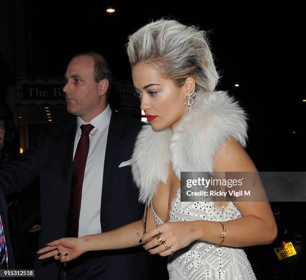 Rita Ora is seen leaving The Glamour of Italian Fashion 1945-2014 VIP Dinner held at Victoria and Albert Museum on April 01, 2014 in London, England.
