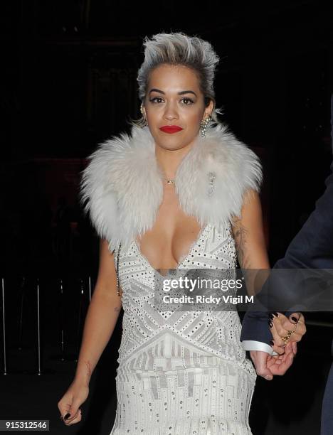 Rita Ora is seen leaving The Glamour of Italian Fashion 1945-2014 VIP Dinner held at Victoria and Albert Museum on April 01, 2014 in London, England.