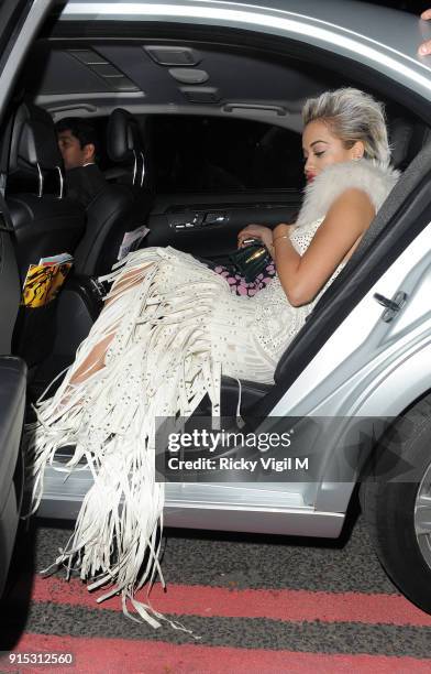 Rita Ora is seen leaving The Glamour of Italian Fashion 1945-2014 VIP Dinner held at Victoria and Albert Museum on April 01, 2014 in London, England.
