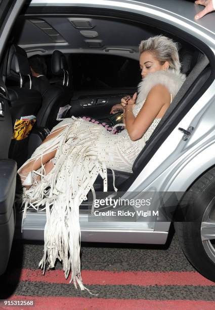 Rita Ora is seen leaving The Glamour of Italian Fashion 1945-2014 VIP Dinner held at Victoria and Albert Museum on April 01, 2014 in London, England.