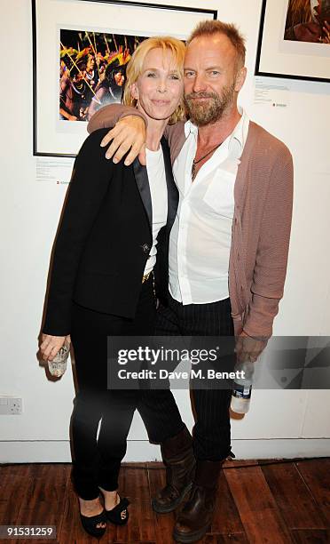 Trudie Styler and Sting attend 'The People Of The Forest' exhibition, at the Proud Gallery on October 6, 2009 in London, England.