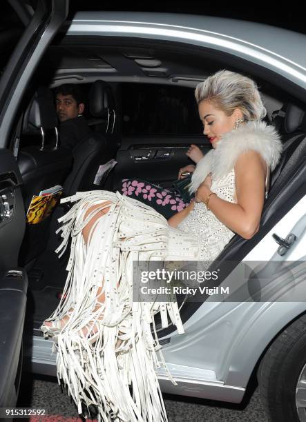 Rita Ora is seen leaving The Glamour of Italian Fashion 1945-2014 VIP Dinner held at Victoria and Albert Museum on April 01, 2014 in London, England.