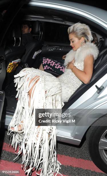 Rita Ora is seen leaving The Glamour of Italian Fashion 1945-2014 VIP Dinner held at Victoria and Albert Museum on April 01, 2014 in London, England.
