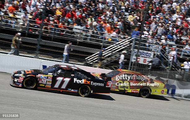 Denny Hamlin and Kevin Harvick during the NASCAR NEXTEL Cup Series Jim Stewart 400 May 5 Richmond International Speedway, Richmond, Virginia