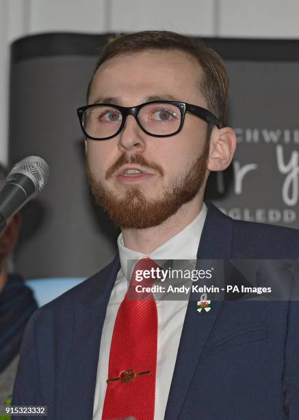 Jack Sargeant speaks at the count in Connah's Quay after winning the Welsh Assembly by-election in Alyn &amp; Deeside. The by-election was triggered...