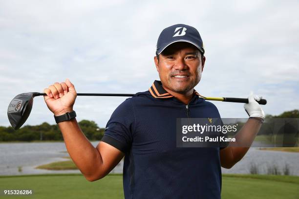 Yusaku Miyazato of Japan poses during the pro-am ahead of the World Super 6 at Lake Karrinyup Country Club on February 7, 2018 in Perth, Australia.