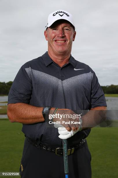 Peter Lonard of Australia poses during the pro-am ahead of the World Super 6 at Lake Karrinyup Country Club on February 7, 2018 in Perth, Australia.