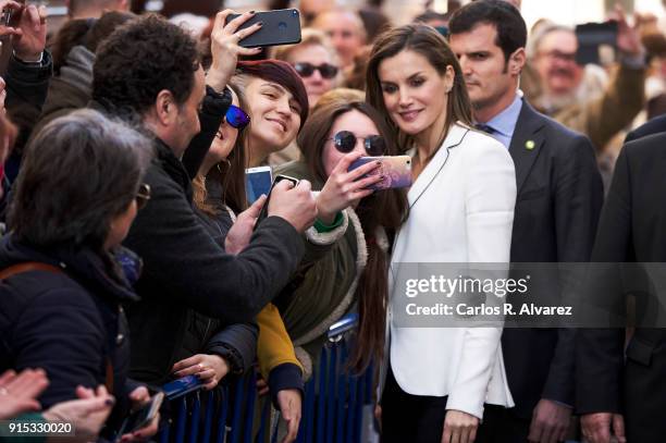 Queen Letizia of Spain attends the proclamation of the winner of the '2018 Princess of Girona Foundation' Arts and Literature category at the...