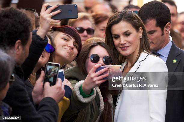 Queen Letizia of Spain attends the proclamation of the winner of the '2018 Princess of Girona Foundation' Arts and Literature category at the...