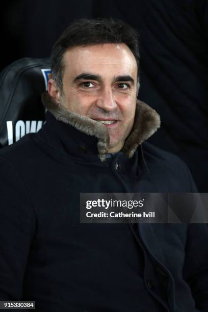 Carlos Carvalhal manager / head coach of Swansea City during the Emirates FA Cup Fourth Round replay match between Swansea City and Notts County at...