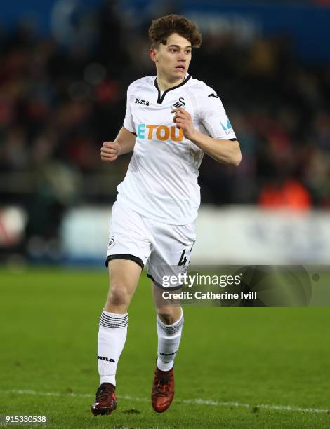 Dan James of Swansea City during the Emirates FA Cup Fourth Round replay match between Swansea City and Notts County at Liberty Stadium on February...