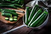 Zucchini in an old metal colander