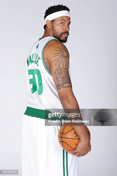 Rasheed Wallace of the Boston Celtics poses for a portrait during the 2009 NBA Media Day on September 28, 2009 at Healthpoint in Waltham,...