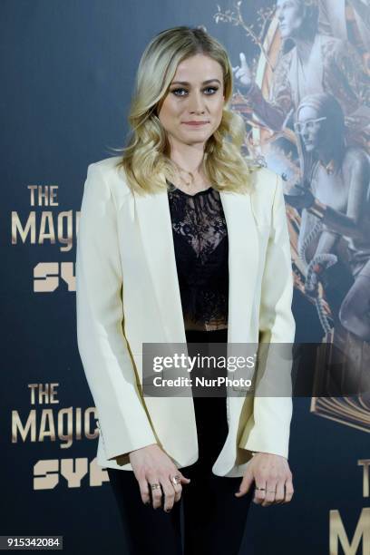 Olivia Taylor Dudley attends a photocall for 'The Magicians' at the Santo Mauro Hotel on February 7, 2018 in Madrid, Spain.