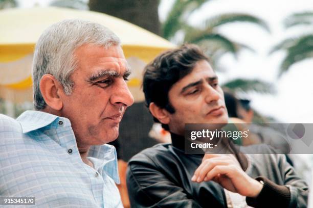 Portrait taken in May 1974 shows French actors Charles Gérard and Charles Denner during the 28th Cannes International Film Festival. / AFP PHOTO / -