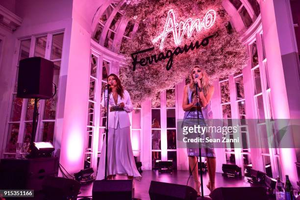 Alyson Michalka and Amanda Joy Michalka perform at Salvatore Ferragamo & Suki Waterhouse celebrate AMO Ferragamo on February 6, 2018 in New York City.