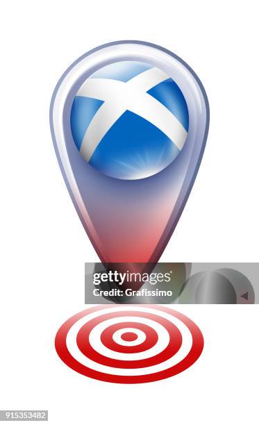 scotland button map pointer with scottish flag isolated on white - map targeting stock illustrations