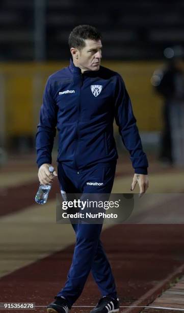 Coach Gabriel Schürrerr of Ecuador's Independiente del Valle during a Copa Libertadores soccer match in Quito, Ecuador, February 7, 2017.