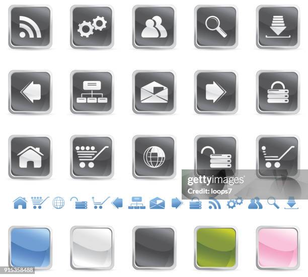 glass like icons - set of globe web icons and vector logos stock illustrations