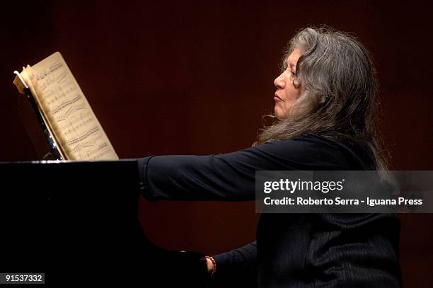 Pianist Martha Argerich in concert for Bologna Festival 2009 at Auditorium Manzoni on October 5, 2009 in Bologna, Italy.