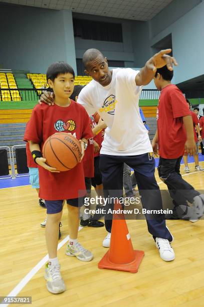 Ford of the Indiana Pacers during an NBA Cares event on October 7, 2009 at Taipei Gymnasium in Taipei, Taiwan. NOTE TO USER: User expressly...