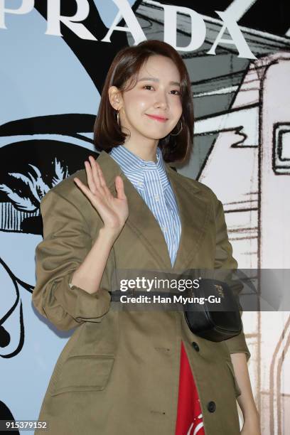 Yoona of South Korean girl group Girls' Generation attends the photocall for the 'PRADA' on February 7, 2018 in Seoul, South Korea.