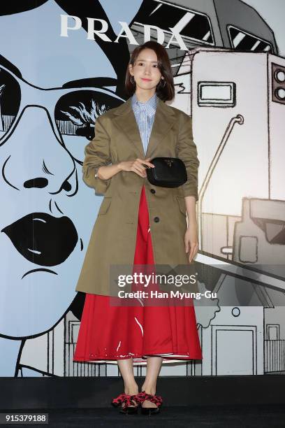 Yoona of South Korean girl group Girls' Generation attends the photocall for the 'PRADA' on February 7, 2018 in Seoul, South Korea.