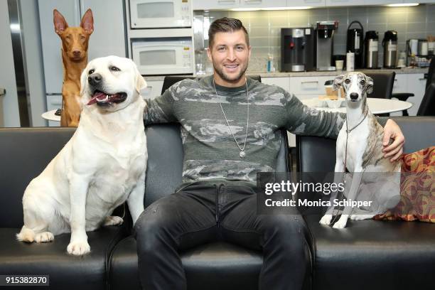 Tim Tebow visits "Fox & Friends" at Fox News Studios on February 7, 2018 in New York City.