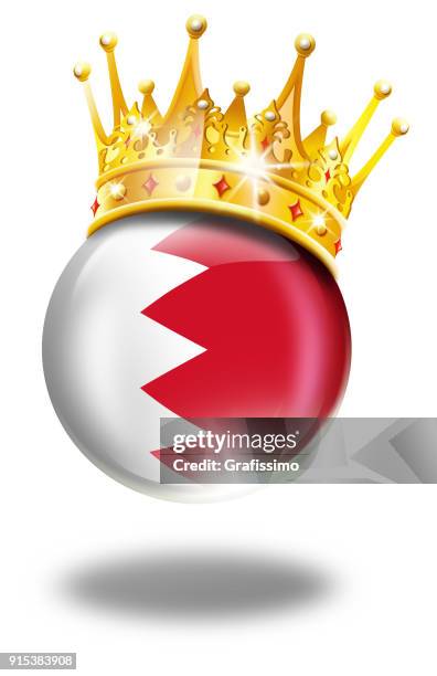 bahrain button with flag and winner crown isolated on white - bahraini flag stock illustrations
