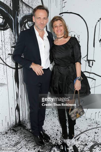 Renaud de Lesquen and Adelaide de Lesquen attend the Dior Spring-Summer 2018 Collection launch event at Milk Garage on February 6, 2018 in New York...