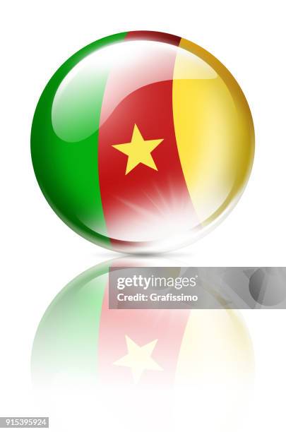 cameroon button with flag isolated on white - cameroon flag stock illustrations