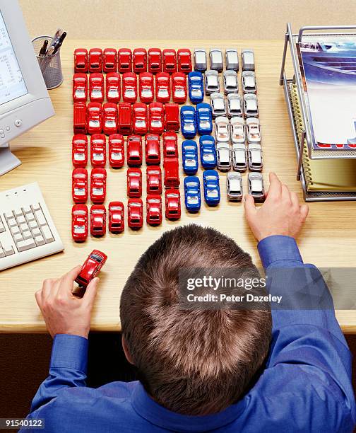 car lease/ car salesman at desk. - top of head stock pictures, royalty-free photos & images