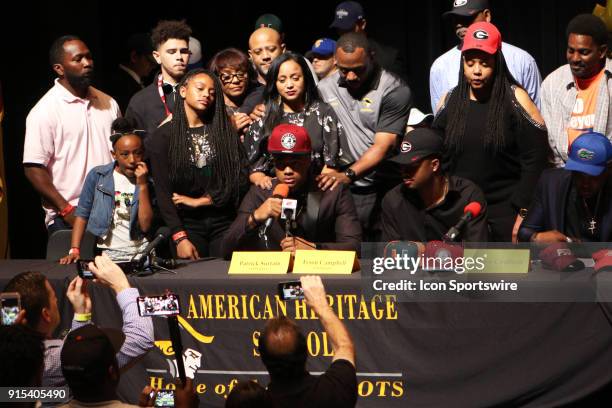 American Heritage cornerback Patrick Surtain Jr. Announces his intent to play for the Alabama Crimson Tide at American Heritage School in Fort...