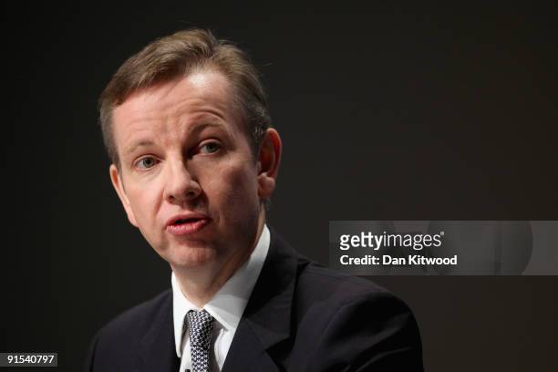Shadow Secretary of State for Children, Schools and Families Michael Gove speaks to delegates on the third day of the Conservative Party Conference...