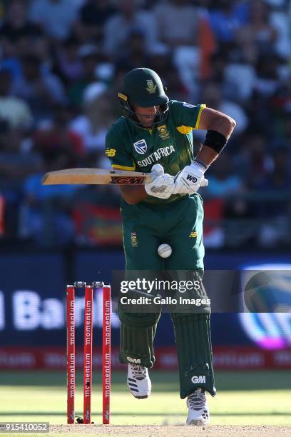 South African captain Aiden Markram miss judges a delivery during the 3rd Momentum ODI match between South Africa and India at PPC Newlands on...