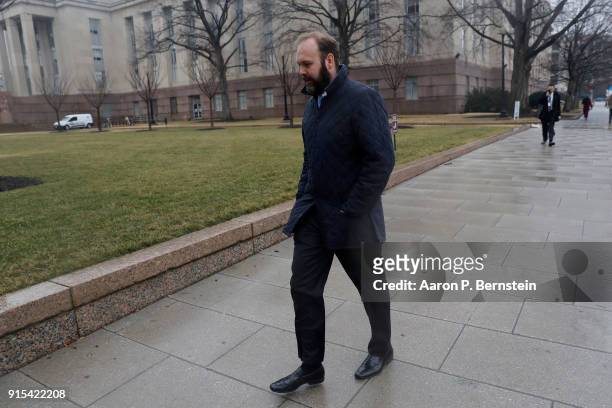 Former Trump Aide Rick Gates attends a hearing on his fraud, conspiracy and money-laundering at the E. Barrett Prettyman United States Courthouse on...
