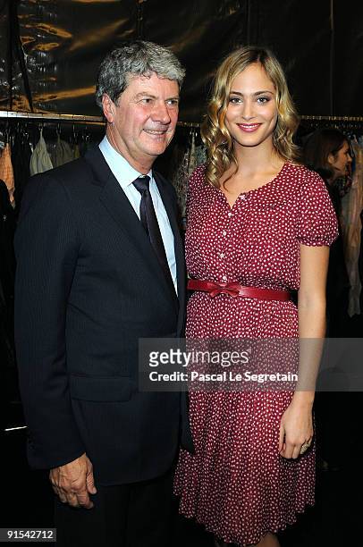 Yves Carcelle and Nora Arnezeder pose backstage during the Louis Vuitton Pret a Porter show as part of the Paris Womenswear Fashion Week...