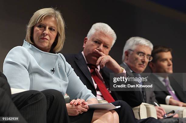 Shadow Secretary of State for Work and Pensions, Theresa May addresses the Conservative Party Conference on October 7, 2009 in Manchester, England....