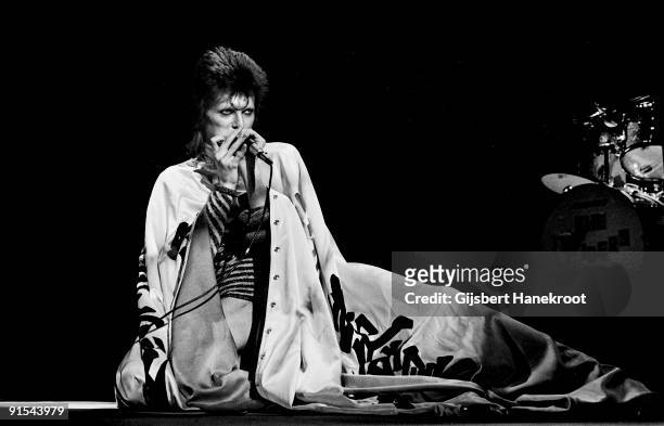 David Bowie performs live on stage at Earls Court Arena on May 12 1973 during the Ziggy Stardust tour