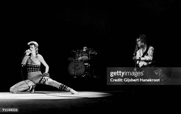 David Bowie performs live on stage at Earls Court Arena on May 12 1973 during the Ziggy Stardust tour