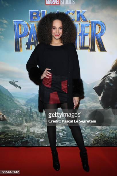 Alicia Aylies attends the "Black Panther" Paris Special Screening at Le Grand Rex on February 7, 2018 in Paris, France.
