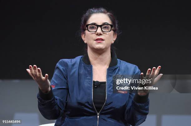 Founder & CEO, Crisis Text Line Nancy Lublin speaks onstage during The 2018 MAKERS Conference at NeueHouse Hollywood on February 6, 2018 in Los...