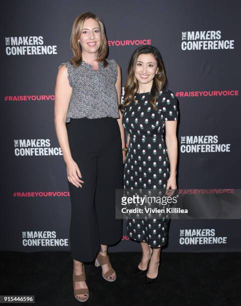 Host of Marketplace Tech, NPR, Molly Wood and Founder & CEO, Stitch Fix Katrina Lake attend The 2018 MAKERS Conference at NeueHouse Hollywood on...
