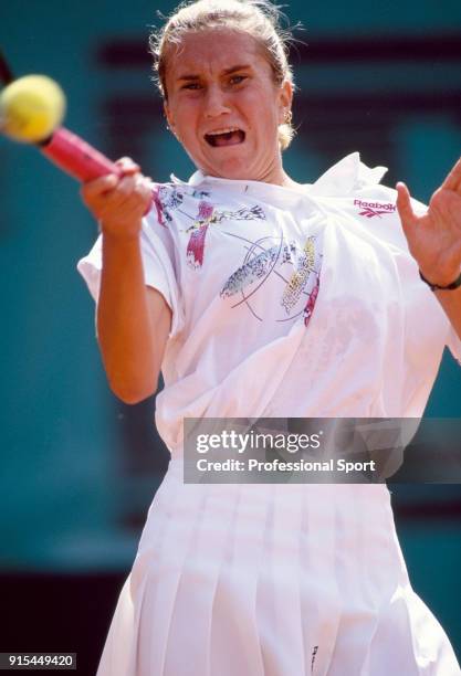 Iva Majoli of Croatia in action during the French Open Tennis Championships at the Stade Roland Garros circa May 1993 in Paris, France.